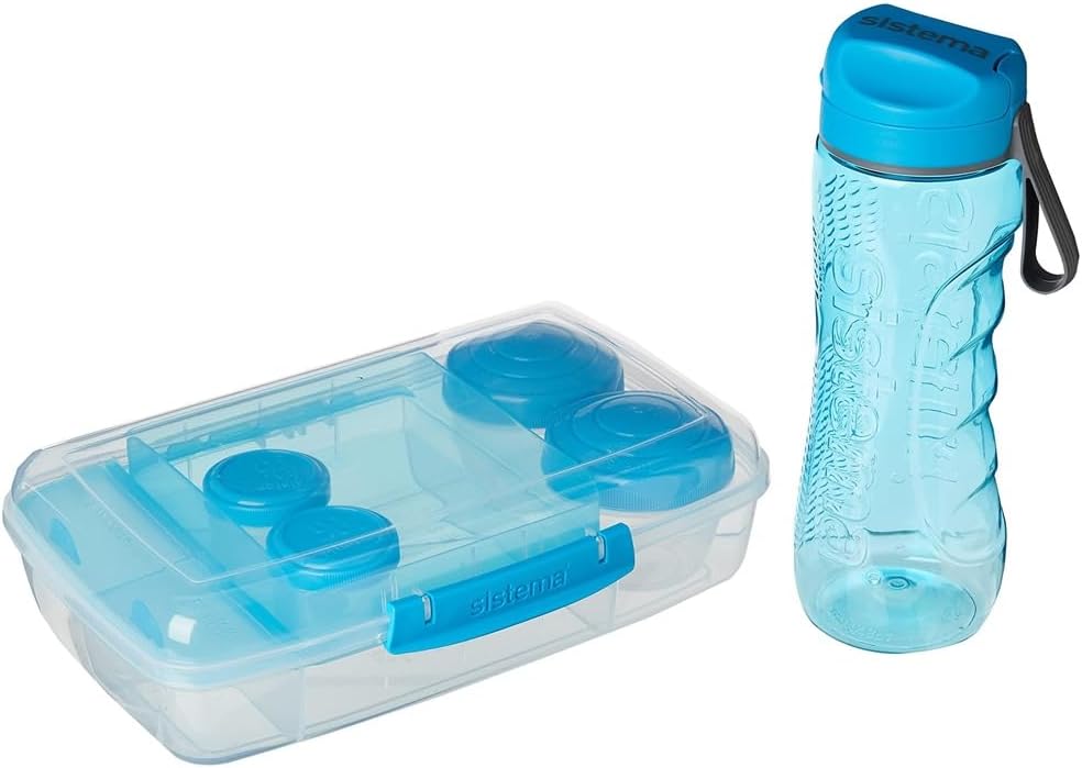 Sistema To Go Lunch Box & Meal Containers - BPA-Free Bento Box with Water Bottle & Dressing Pots (1.76L)