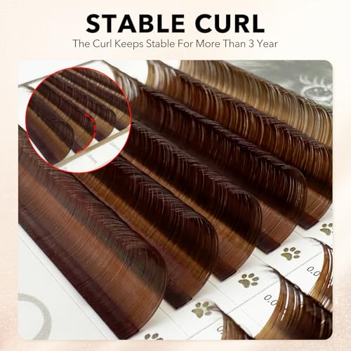 ABONNIE Brown Lash Extensions 0.07 C Curl 14mm Cashmere Individual Lashes