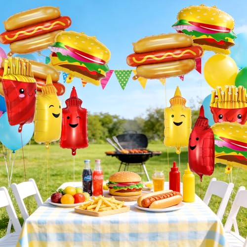 12 Pcs BBQ Food Themed Foil Balloons for Party Decoration