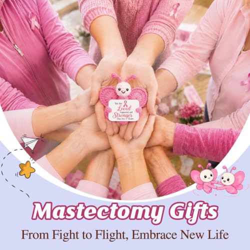 Breast Cancer Awareness Gift for Women - Pink Butterfly Plush & Ribbon Accessory