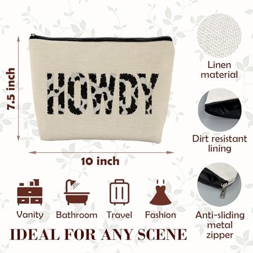 Cow Print Western Makeup Bag - Country Toiletry Pouch for Women