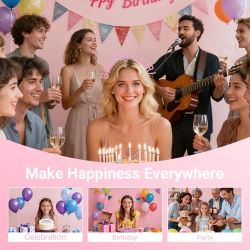 Papoopy Birthday Tiara Crown and Sash Set for Women Party Decorations