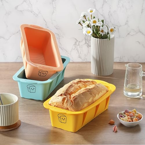 3-Pack Silicone Bread Loaf Pans - Non-Stick & Dishwasher Safe