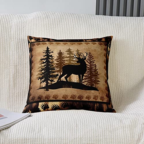 Feelyou Deer Throw Pillow Covers 20" x 20" - Soft Polyester Cushion Case Set