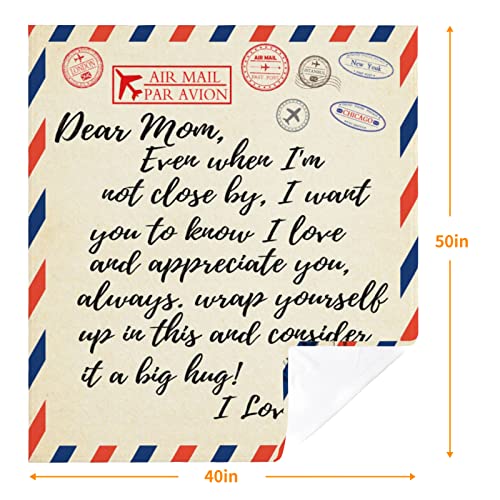 Jbralid Dear Mom Flannel Throw Blanket - 40x50 Inch Soft Gift for Mom