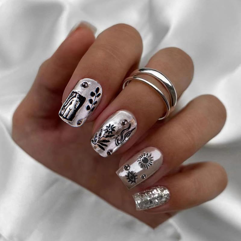 5D Embossed Vintage Nail Art Stickers Self-Adhesive Goth Decals