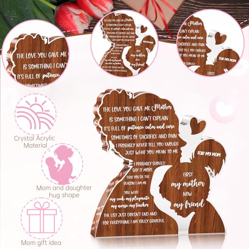 Demonwer Acrylic Plaque Mom Gift from Daughter Desk Decor Sign