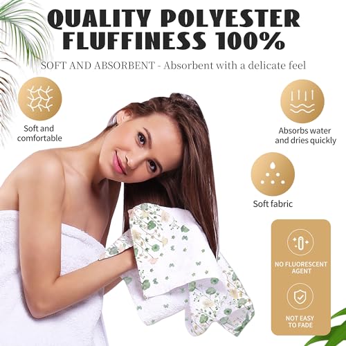 Floral Hand Towels Set of 2 - Soft Absorbent Summer Design 18"x26"