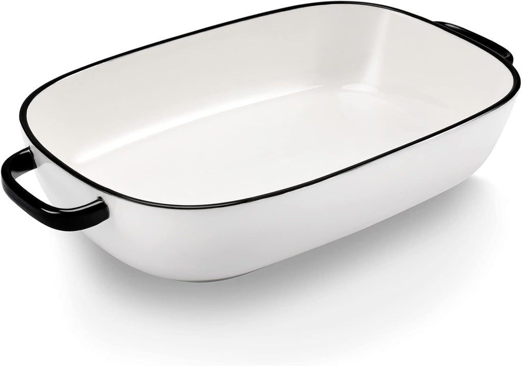 Regine Switzerland 6 Quart Rectangular Baking Dish - Durable Ceramic Casserole Pan | 16x11 Inches, White