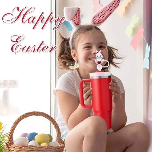 Easter Straw Covers for Stanley Cup - 4 Pack Silicone Dust Protectors