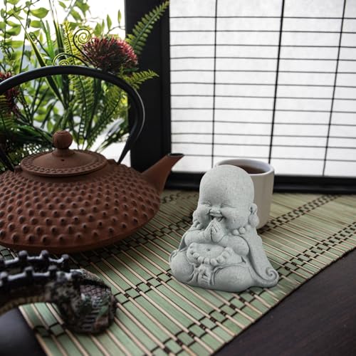 Zen Monk Buddha Statue - Sandstone Prayer Figurine for Home Decor