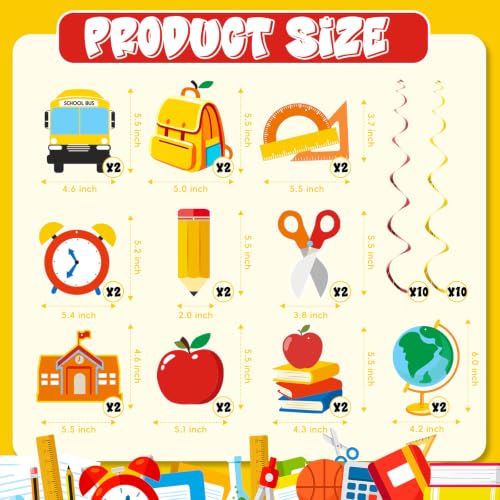 Back to School Hanging Swirls Decorations Set - 20 Pieces