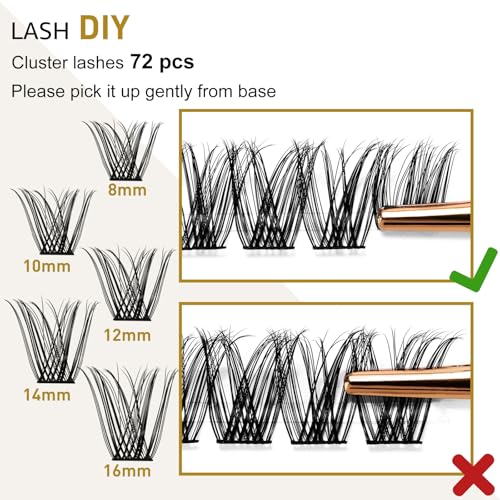 B&Qaugen DIY Lash Clusters Mixed Tray Wispy Individual Eyelash Extensions
