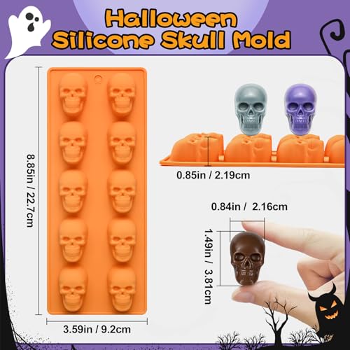 Orange Skull Chocolate Molds - 2 Pack Silicone Halloween Candy Molds