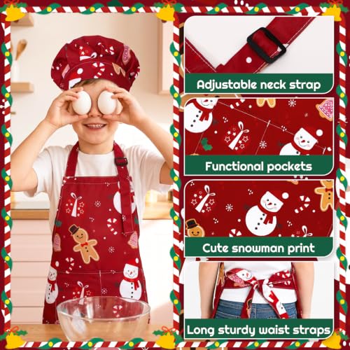 Christmas Kids & Family Chef Apron & Hat Set - Holiday Festive Outfit