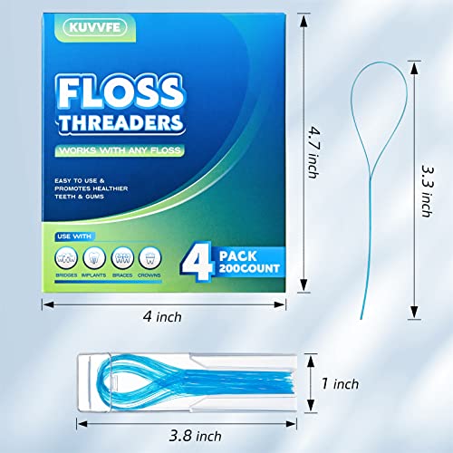 Kuvvfe Floss Threaders for Braces, Bridges and Implants 200 Count
