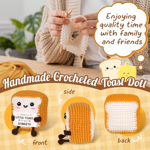 Mini Handmade Crochet Toast - Sobriety Gift for 1 & 2 Year Celebrations