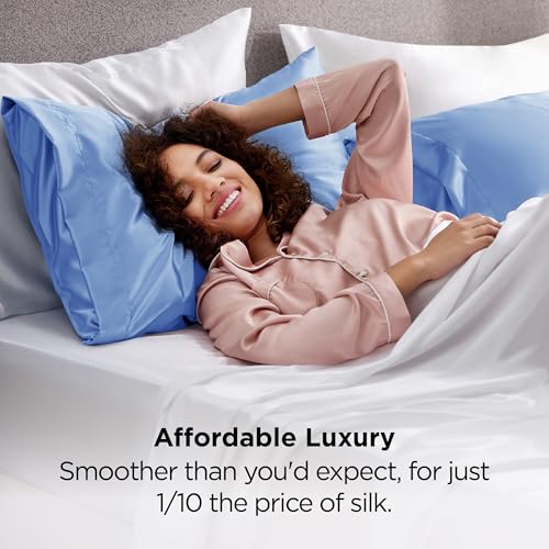 Bedsure Satin Pillowcases Set of 2 - Sky Blue, 20" x 26"