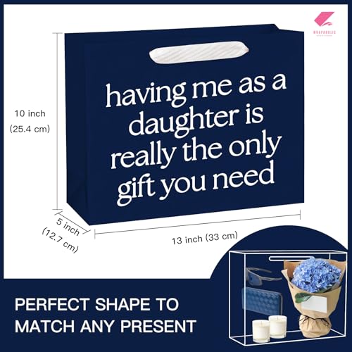 Funny Father's Day Gift Bag - 13" Navy Blue with Tissue Paper