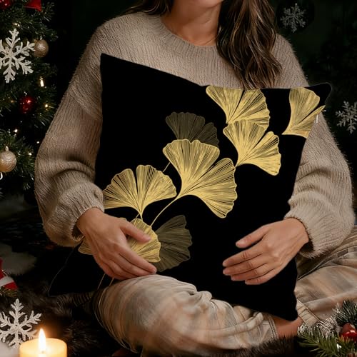 Gothic Vintage Ginkgo Biloba Print Pillow Cover - 18x18