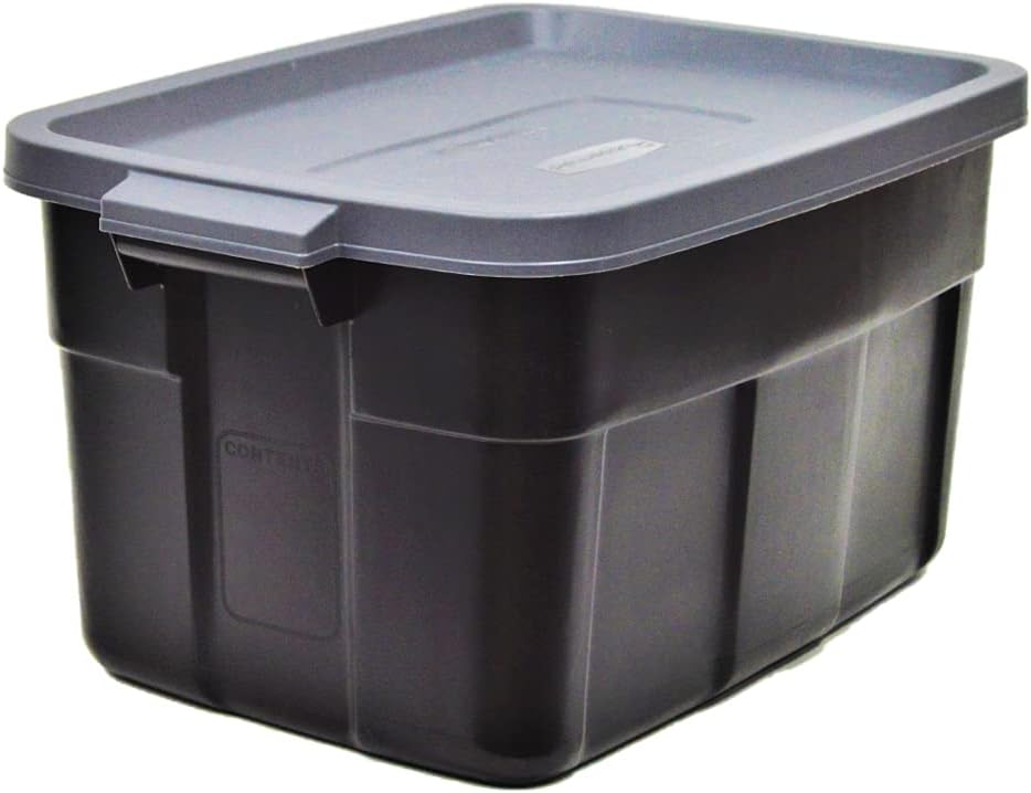 Rubbermaid Heavy Duty Storage Bins - Stackable Plastic Totes with Lids | 14 GAL, 6 Pack, Durable Design