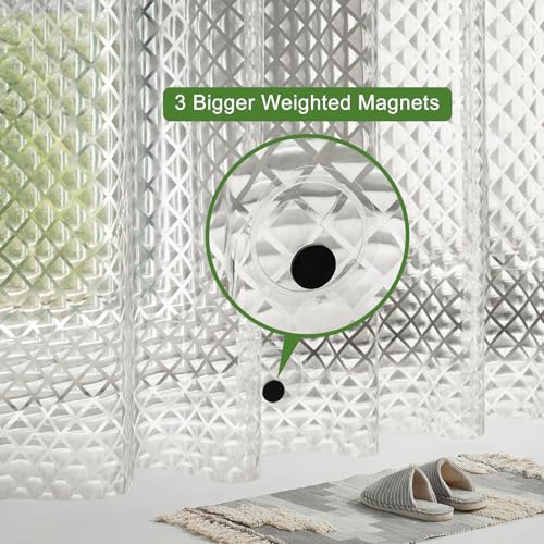 UFRIDAY 75-inch Clear Shower Curtain Liner, 3D Water Cube Waterproof PEVA