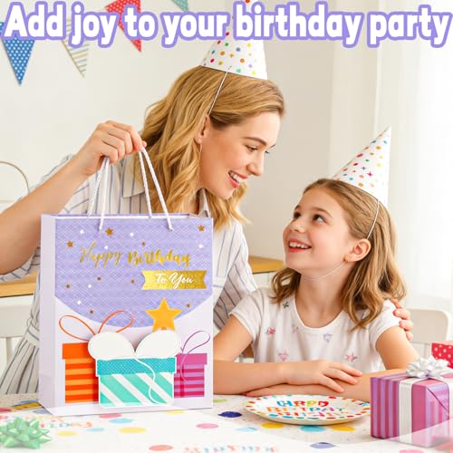 HUIYOULAI 3D Lavender Birthday Gift Bag with Card & Tissue Paper
