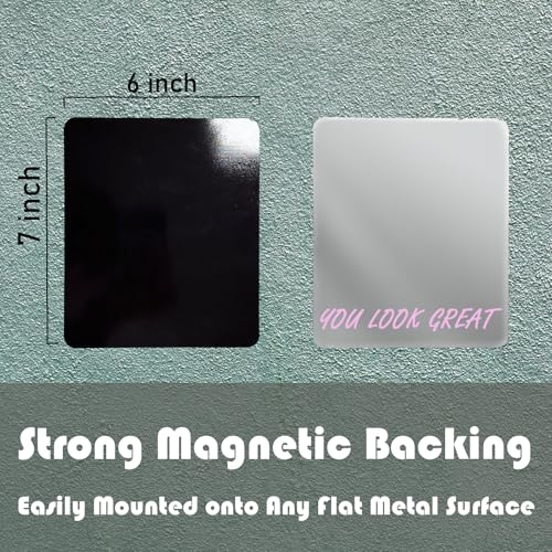Magnetic Locker Mirror 6x7 Inches Frameless Safety Rounded Corners
