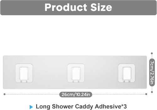 Lsnisni Shower Caddy Adhesive Strips - Waterproof, No Drilling, Strong Hooks for Bathroom & Kitchen | 3 Pack