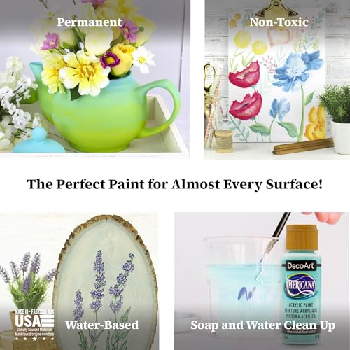 DecoArt Americana Acrylic Paint Set, Pastel Essentials, 9 Bottles (2 fl oz)