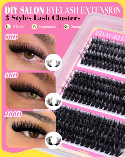 YDAGKH DIY Volume Lash Clusters Fluffy Eyelash Extensions D Curl Wispy