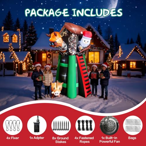 8 FT Christmas Inflatable Decorations Hunting Santa and Deer Outdoor