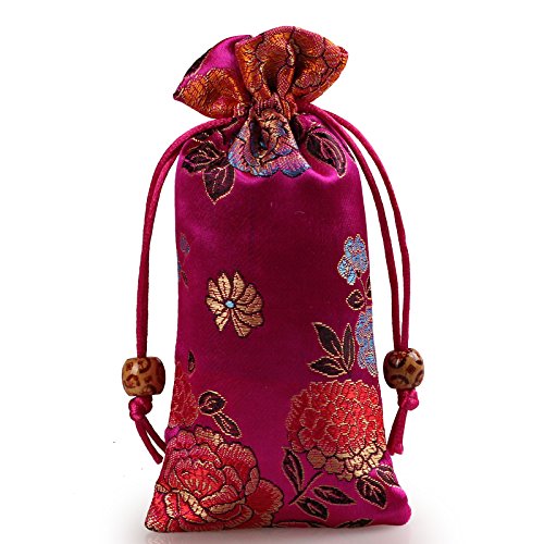 Silk Brocade Drawstring Pouch Set - 6pcs Jewelry & Gift Bags