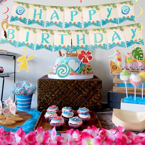Chanaco Tropical Moana Birthday Decoration Set - Blue Party Supplies