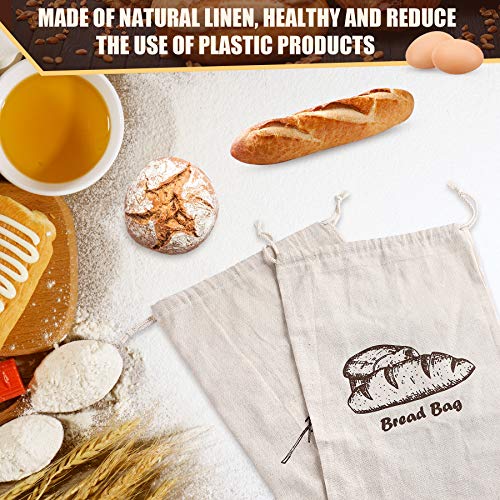 Reusable Linen Bread Bags - Set of 4, 17.5x11.5 Inches for Artisan Bread Storage