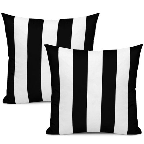 Qwalnely 2 Sets Striped Decorative Throw Pillow Covers, 18x18 Inch for Living Room Couch Bed Sofa, Black and White Striped Home Decor, Soft Cushion Case