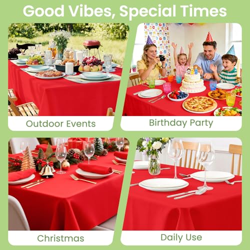 Disposable Red Plastic Tablecloth 54 x 108 Inches - 4 Pack for Parties