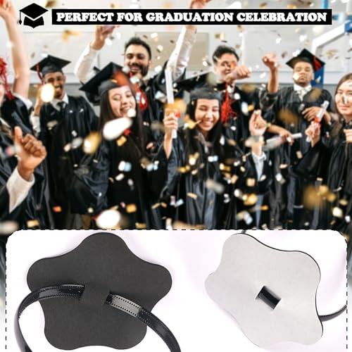 Totelux Graduation Cap Headband Insert with Flower Design Black