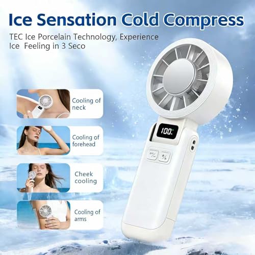 VanSmaGo White Handheld Turbo Ice Cooling Fan - 3-in-1 Portable Design