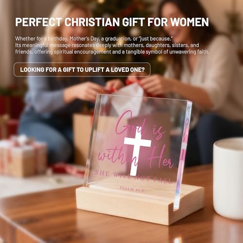 God is Within Her Pink Bible Verse Acrylic Decor - Inspirational Christian Gift for Women, Sister, Mom, Faith, Religious Room Art