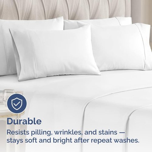 King Pillow Cases by [Brand Name] - Super Soft Hotel Quality Covers | 4 Pack, Wrinkle-Free & Machine Washable - 20" x 40" (White)