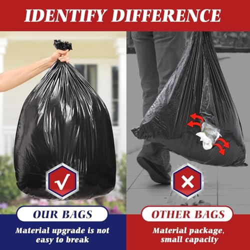 Teivio 30-33 Gallon Black Trash Bags - 40 Count, All Purpose