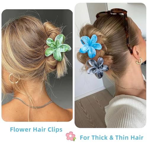 SHINLEA Hawaiian Plumeria Flower Hair Claw Clips 4-Pack Non-Slip