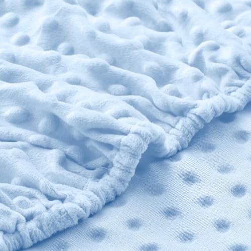 Minky Dot Fitted Crib Sheet - Baby Blue, 28x52 Inch, Soft & Cozy