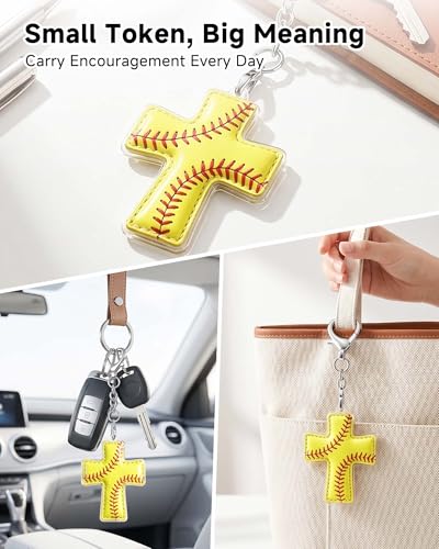 Softball Pocket Cross with Verse Card - Encouragement Gift for Players