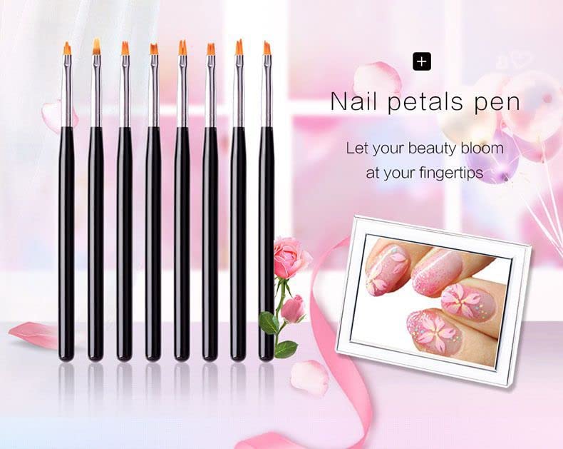 8-Piece Nail Art Brush Set - Acrylic Painting & UV Gel Manicure Tools