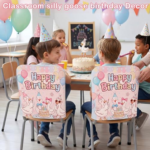 Silly Goose Birthday Chair Covers - 2 Pack, 19" x 23" Reusable Decor for Classroom Parties