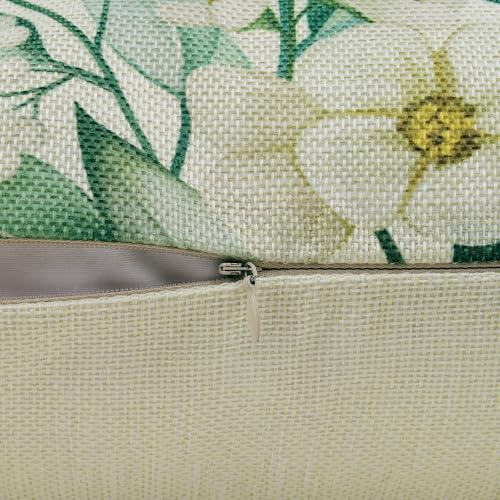 Eucalyptus Leaves Throw Pillow Covers 18" x 18" (Set of 4) - Farmhouse Floral Decor