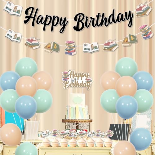 Storybook Birthday Decorations Set - Happy Birthday Banner & Cupcake Toppers with Balloons