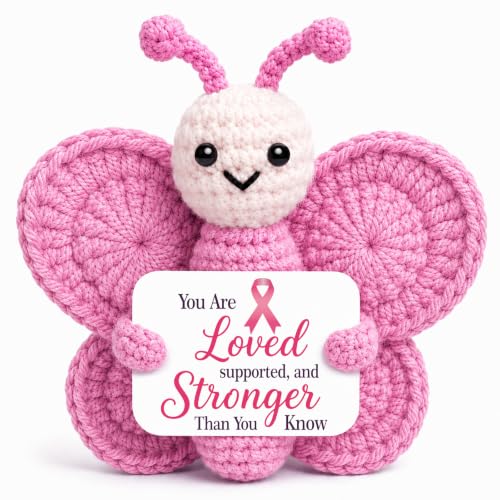Breast Cancer Awareness Gift for Women - Pink Butterfly Plush & Ribbon Accessory